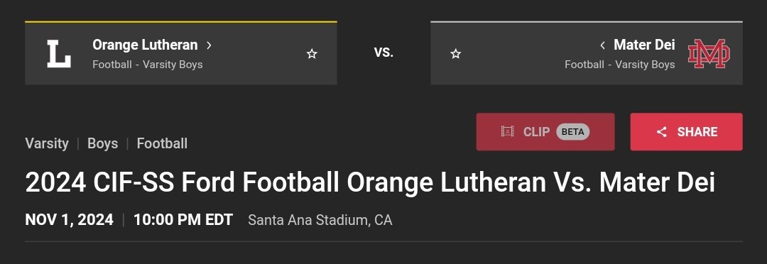 2024 CIF-SS Ford Football Orange Lutheran vs. Mater Dei